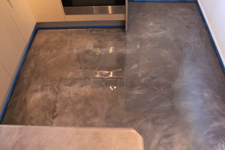 Metallic epoxy floor example - kitchen