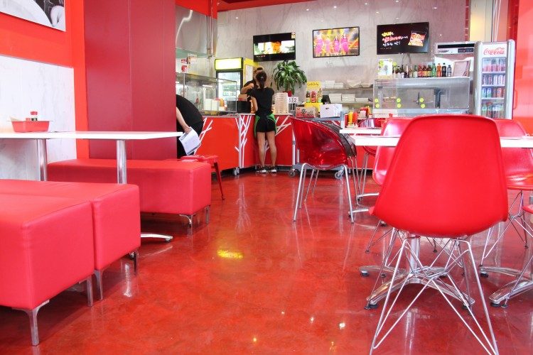 Decorative epoxy floor example - food outlet